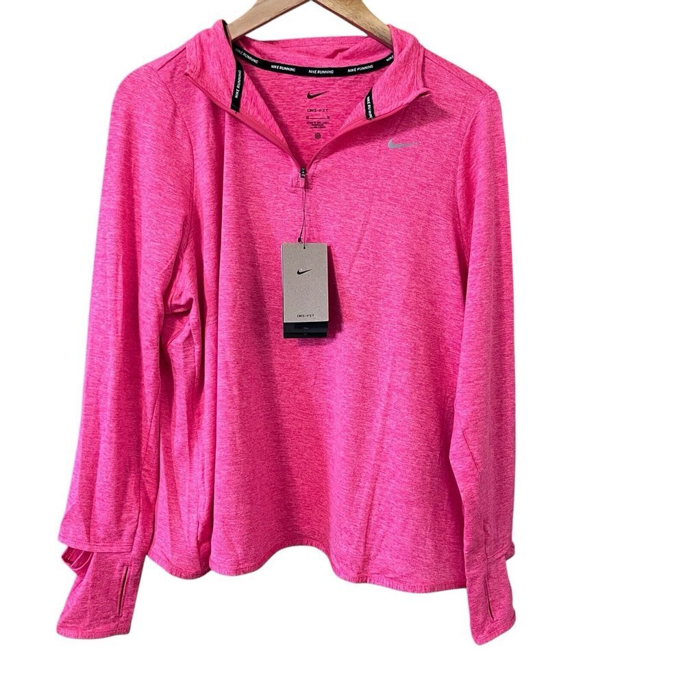 Nike NWT Womens 2X Zip Pullover Dri-Fit Running Training Gym Bright Pink - Picture 8 of 8